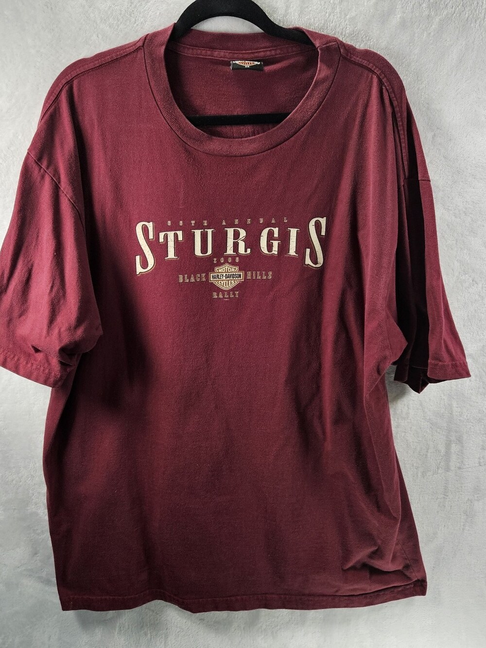 VTG 2006 Harley-Davidson Sturgis T-shirt Mens 2XL *fits As XL Burgundy Y2K Biker
